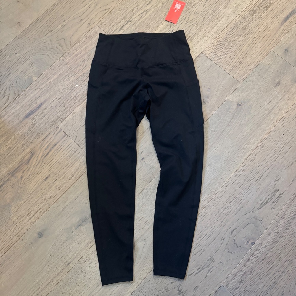 NWT The Gym People Womens High Waist Athletic Leggings with Pockets Black Large